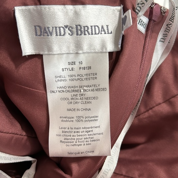 DAVID’S‎ BRIDAL Dress Size 10 Rosewood Knot Detail Strapless Mini Wedding Party - Picture 5 of 5